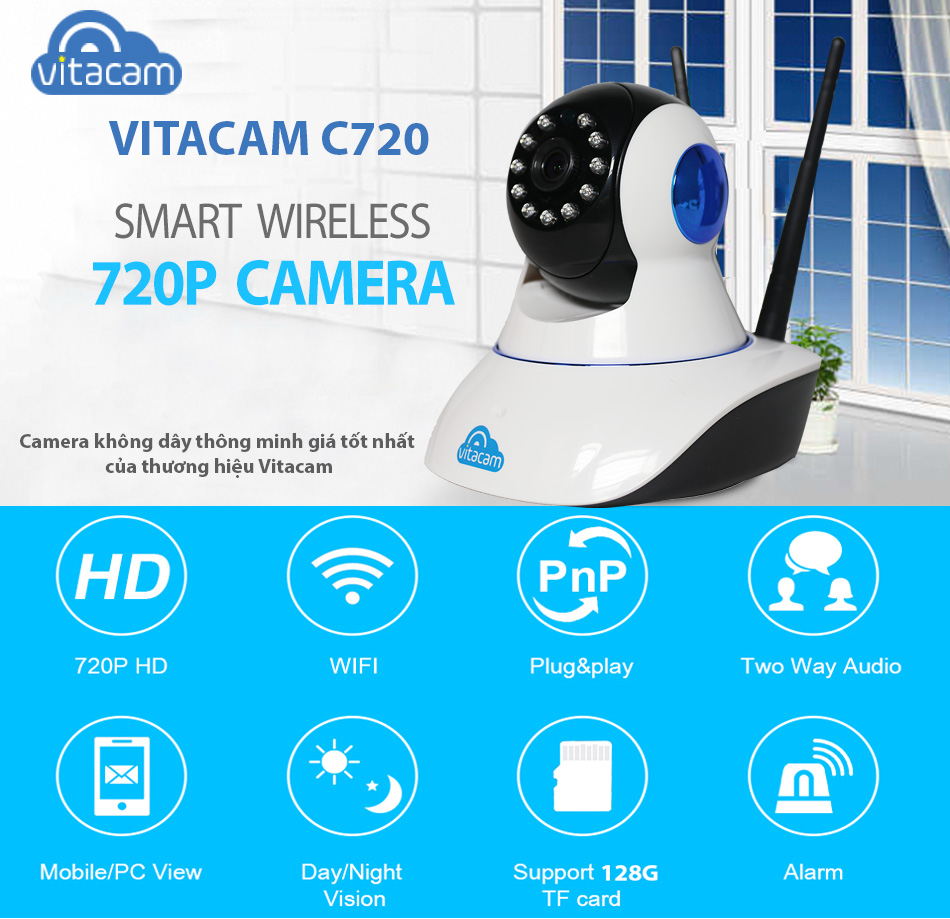 VITACAM C720 - HD 720P - CAMERA IP WIFI GIÁ TỐT NHẤT HIỆN NAY